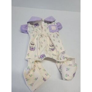 Fun of Pets Bunny Floral Print Pet Onesie Purple Corduroy Collar Small Cream